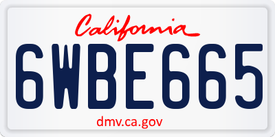 CA license plate 6WBE665