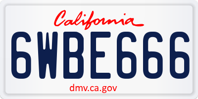 CA license plate 6WBE666