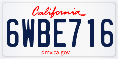 CA license plate 6WBE716