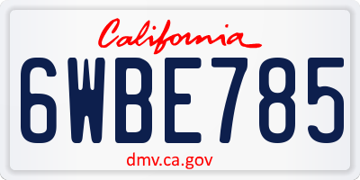 CA license plate 6WBE785