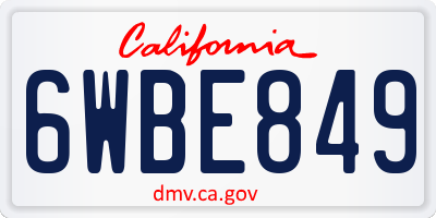 CA license plate 6WBE849
