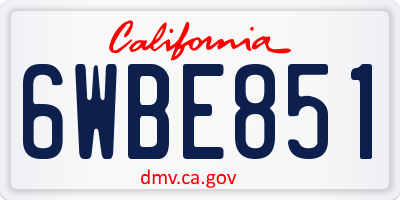 CA license plate 6WBE851