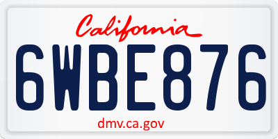 CA license plate 6WBE876