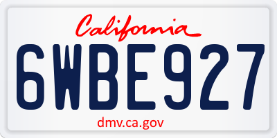 CA license plate 6WBE927