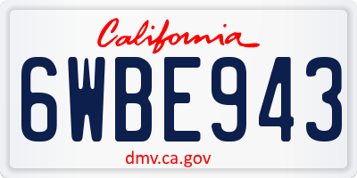 CA license plate 6WBE943