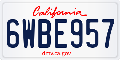 CA license plate 6WBE957