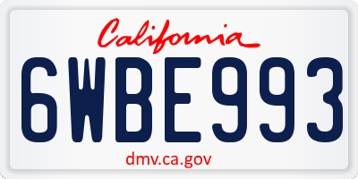 CA license plate 6WBE993