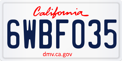 CA license plate 6WBF035
