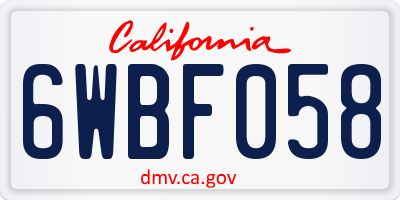 CA license plate 6WBF058
