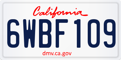 CA license plate 6WBF109