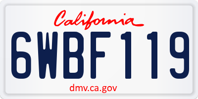 CA license plate 6WBF119
