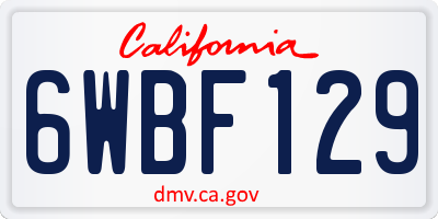 CA license plate 6WBF129