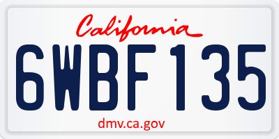 CA license plate 6WBF135