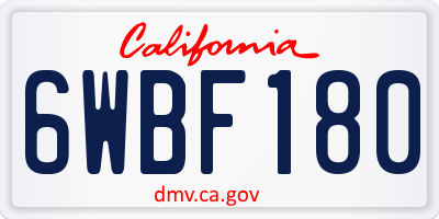 CA license plate 6WBF180