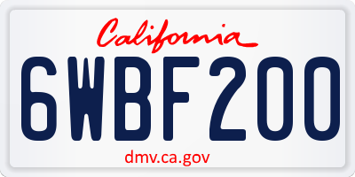CA license plate 6WBF200