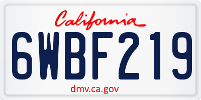 CA license plate 6WBF219