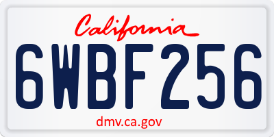 CA license plate 6WBF256