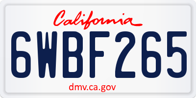 CA license plate 6WBF265