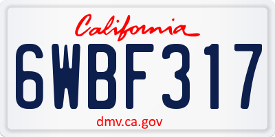 CA license plate 6WBF317