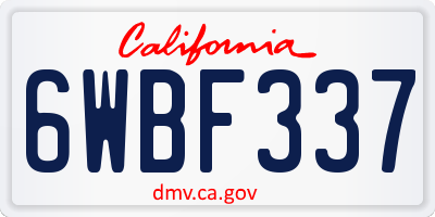 CA license plate 6WBF337