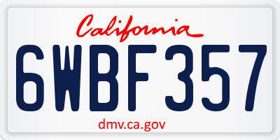CA license plate 6WBF357