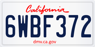 CA license plate 6WBF372