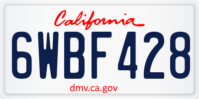 CA license plate 6WBF428