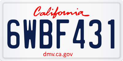 CA license plate 6WBF431