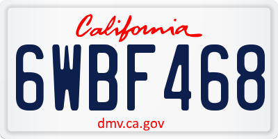 CA license plate 6WBF468