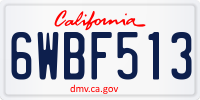 CA license plate 6WBF513