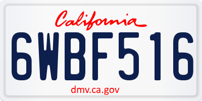 CA license plate 6WBF516