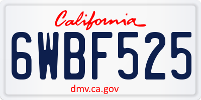 CA license plate 6WBF525