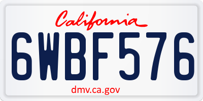 CA license plate 6WBF576