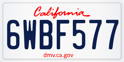 CA license plate 6WBF577