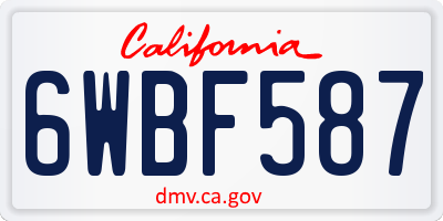 CA license plate 6WBF587