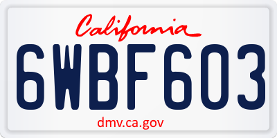 CA license plate 6WBF603