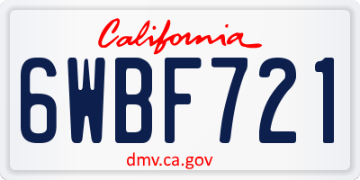 CA license plate 6WBF721