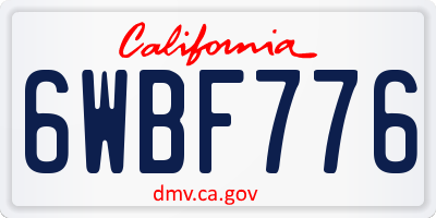 CA license plate 6WBF776