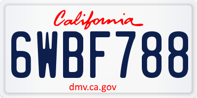 CA license plate 6WBF788