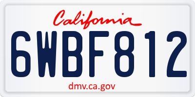 CA license plate 6WBF812