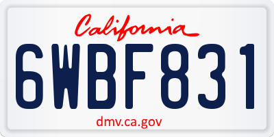 CA license plate 6WBF831