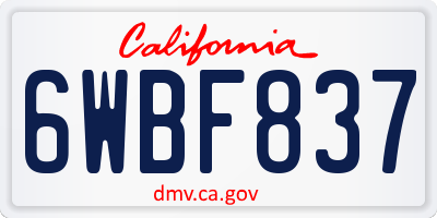 CA license plate 6WBF837