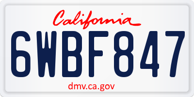 CA license plate 6WBF847