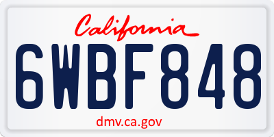 CA license plate 6WBF848