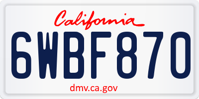 CA license plate 6WBF870