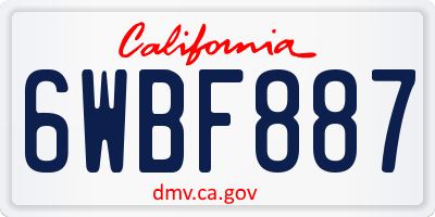 CA license plate 6WBF887
