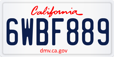 CA license plate 6WBF889