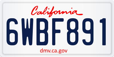 CA license plate 6WBF891