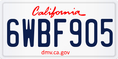 CA license plate 6WBF905