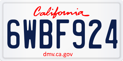 CA license plate 6WBF924